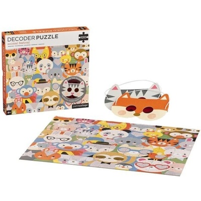 Petit Collage Zvířátka s 3D brýlemi 100 dielov