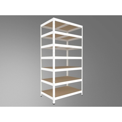 Biedrax Regál do technickej miestnosti 60 x 75 x 240 cm, biely, 7 políc MDF, 200 kg na policu