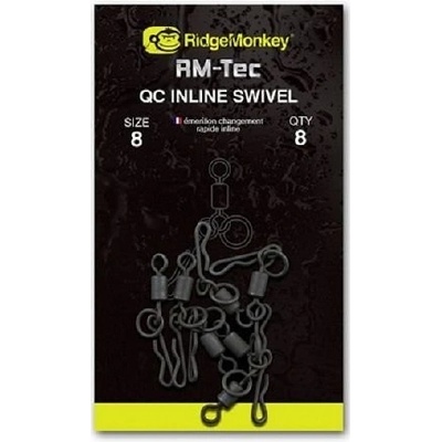 RidgeMonkey Rýchlovýmenný obratlík na Inline odpadávacie olova Quick Change Inline Swivel veľ.8