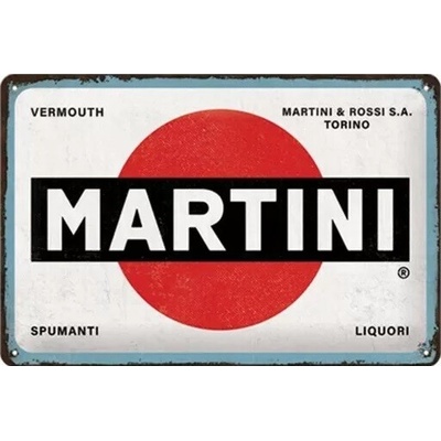 Plechová ceduľa Martini Logo White, 30 × 20 cm