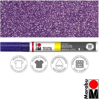 Marabu popisovač na textil fialový glitrový 3 mm