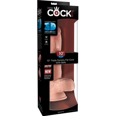 Pipedream King Cock Plus 10″ Triple Density Fat Cock with Balls tělové dildo s přísavkou 27 x 4,4–5,4 cm – Zboží Dáma