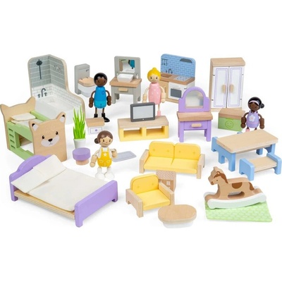 Bigjigs Toys Sada drevený nábytok do domčeku pre bábiky