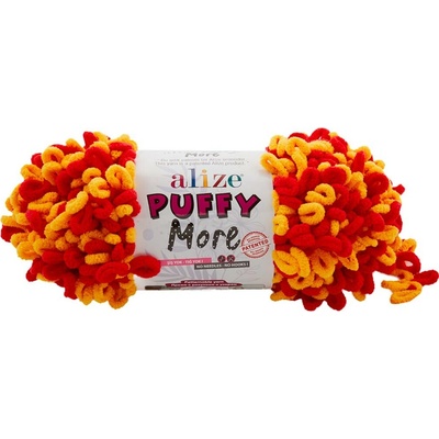 Alize příze Puffy More 6630 červená a žlutá