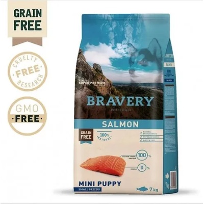 Bravery Salmon Mini Breeds Puppy - Пълноценна храна подрастващи кученца от дребни и мини породи със сьомга 7 кг