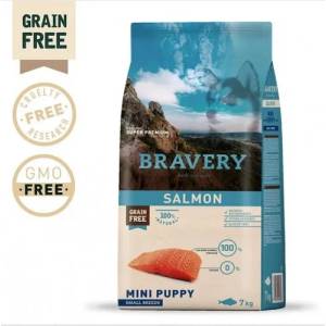 Bravery Salmon Mini Breeds Puppy - Пълноценна храна подрастващи кученца от дребни и мини породи със сьомга 7 кг