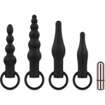EasyToys anal collection Комплект анални тапи с вибрираща сфера - Черно