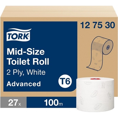 Tork Двупластова тоалетна хартия Tork - Mid-size Advanced, T6, 27 х 100 m (127530)