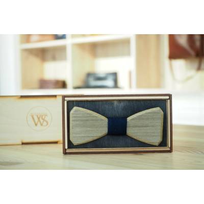 Wood Style Motýlek Hranatý Modrotisk Šedé hedvábí
