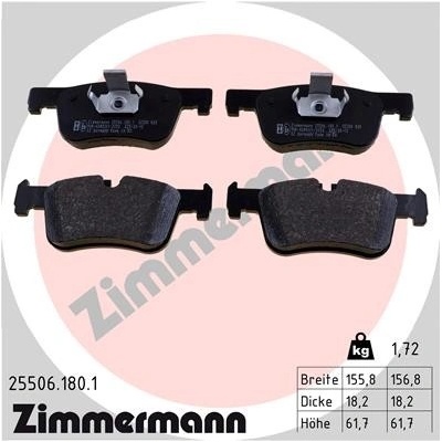 ZIMMERMANN Sada brzdových platničiek kotúčovej brzdy 25506.180.1