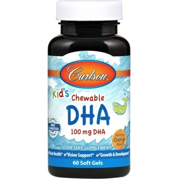 Carlson Labs Kid's Chewable DHA 100 mg [60 Дъвчащи гел капсули] Портокал