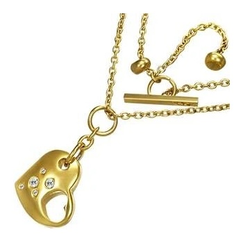 Šperky4U Ocelový řetízek se srdíčkovým přívěškem OPD0158