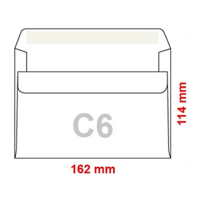 Obálky C6 114 x 162 mm samolepiace, 1000 kusov