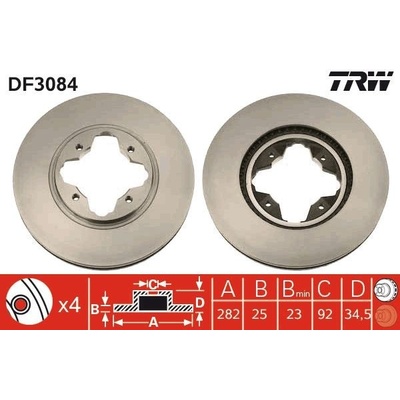 Brzdový kotúč (cena za 1ks) TRW DF3084