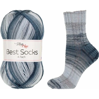 Vlna-Hep Best Socks 4-fach 7404 odstíny šedé