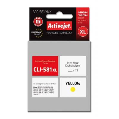 Activejet Мастило Activejet ACC-581YNX (заместител за Canon CLI-581XLY, Supreme, 11, 70 ml, жълто) (ACC-581YNX)