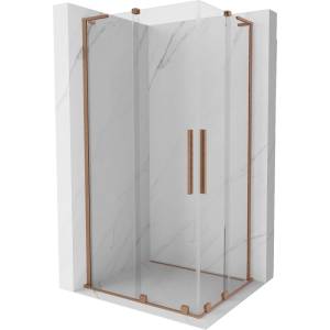 Mexen Velar L Duo плъзгаща се душ кабина 90 x 80 cm, прозрачна, четкана мед - 871-090-080-02-03-65 (871-090-080-02-03-65)