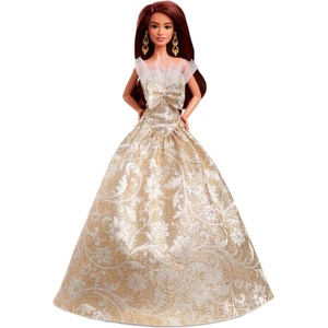 Barbie Кукла Barbie Signature - 2025 Holiday, латиноамериканка със златиста рокля (JBH97)
