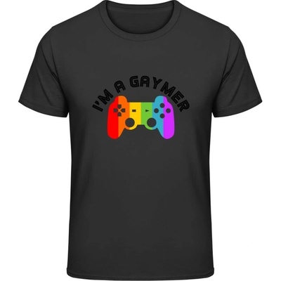 Gildan Dúhové tričko Nápis Im a gaymer čierne