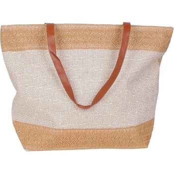 Бежова плажна чанта с орнаменти