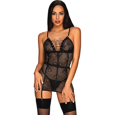 Obsessive Basitta Chemise & Thong Black S/M