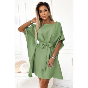 Numoco SOFIA Butterfly рокля с колан в талията - маслинова numoco | Zelen | ЖЕНИ | S-M