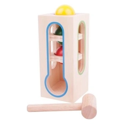 Bigjigs Toys - Дървена играчка-кула с чукче и топчета