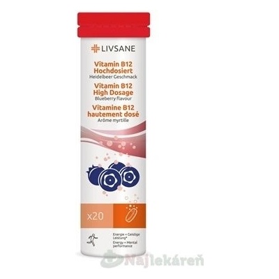 Livsane B12 šumivé čučoriedka 20 tabliet