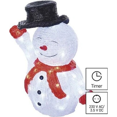 Emos DCFC18 LED vánoční sněhulák s kloboukem 36 cm venkovní i vnitřní studená bílá časovač