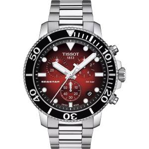 Tissot Мъжки часовник Tissot Seastar 1000 Quartz Chronograph 120.417. 11.421. 00, Сребрист / Червен (TIS120.417.11.421.00) Часовници