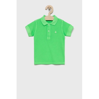 Benetton Детска памучна тениска с яка United Colors of Benetton в зелено с изчистен дизайн (3089C3153.P)