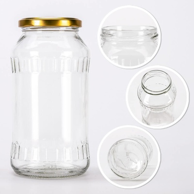 Skleněná nádoba dóza 720ml 16cm s víčkem