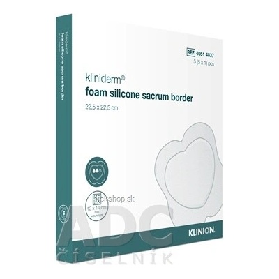 Kliniderm foam silicone sacrum border krytie penové silikónové 22,5 x 22,5 cm 5 ks