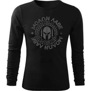 DRAGOWA FIT-T Тениска с дълъг ръкав Molon Labe, черна, 160 г/м2 (11320)