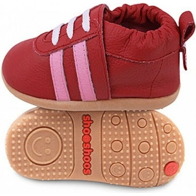 Kožené topánočky Shooshoos Red Sport / Pink Stripes
