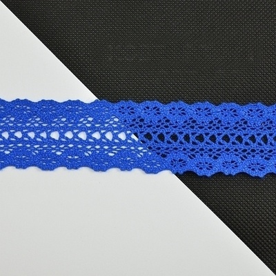 Prima-obchod Bavlněná krajka šíře 38 mm paličkovaná, barva Modrá – Zboží Dáma