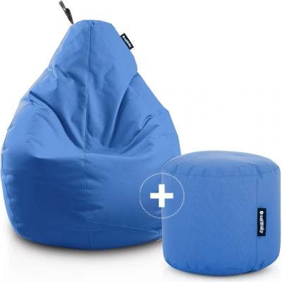 SakyPaky sedací set Hruška s taburetem azurová