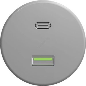 Kliklap - Ретро USB гнездо A+C без рамка, сиво (KA0087)