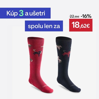 Fouganza detské jazdecké podkolienky SKS 500 2 páry modré ružové modrá