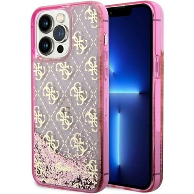 GUESS Кейс Guess GUHCP14XLC4PSGP за iPhone 14 Pro Max 6.7", розов / розов, твърд, Liquid Glitter 4G Transculent (GUE002794-0)