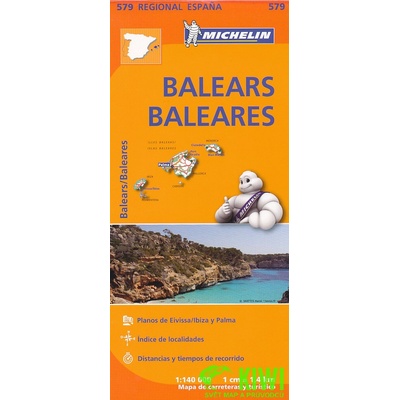 Michelin vydavatelství mapa Balears (Mallorca,Menorca,Ibiza,Formentera) 1:140 t.