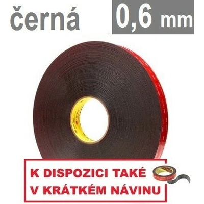 3M VHB 5925-F Obojstranne silne lepiaca akrylová páska 0,6 mm 25 mm x 33 m čierna