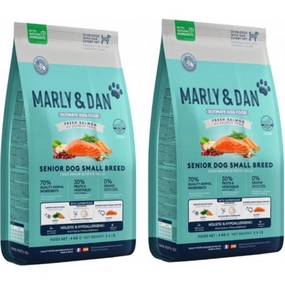 Marly & Dan Senior Dog Small Breed Fresh Salmon Holistic & Hypoalergénne 2 x 4 kg