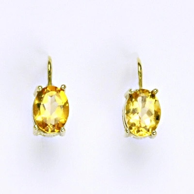 Čištín Zlaté náušnice, přírodní citrín pálený, žluté i bílé zlato - NK 1245