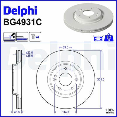 Brzdový kotúč DELPHI BG4931C