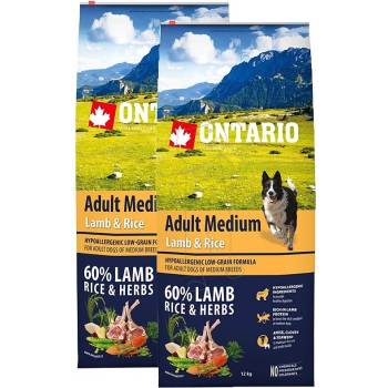 Ontario Adult Medium Lamb & Rice 2 x 12 kg