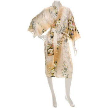 Japonské dámské hedvábné kimono Hana Yukata Creme