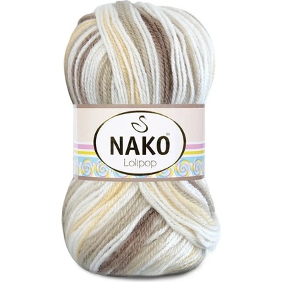 Pletací příze Nako Lolipop 80563 - hnědobílá