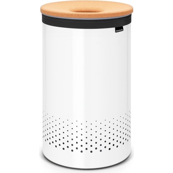 Brabantia Кош за пране 60 л Brabantia стоманен с капаче от корк бял (104404)