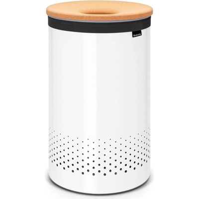 Brabantia Кош за пране 60 л Brabantia стоманен с капаче от корк бял (104404)